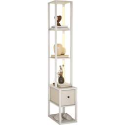 HOMCOM Single Drawer 4 Shelf White LED Floor Lamp - Size: 32 x 21 x 51.5cm - Wilko