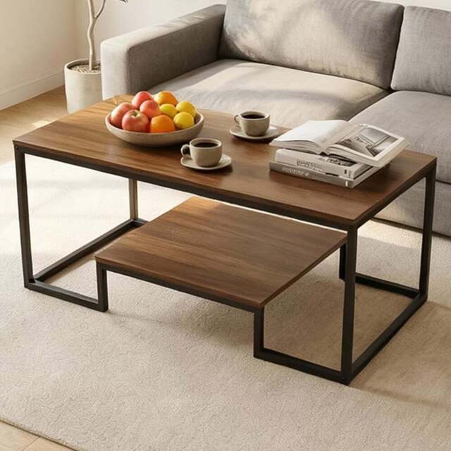 Alivio Single Shelf Brown Modern Industrial Coffee Table - Size: 50 x 48 x 100cm - Wilko - image 1