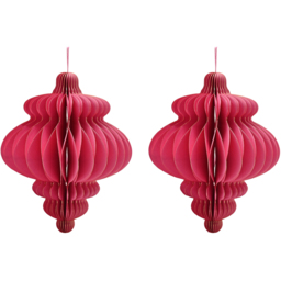 The Seasonal Gift Co Hot Pink Paper Ornate Bauble with Gold Edge 15cm 2 Pack - Wilko