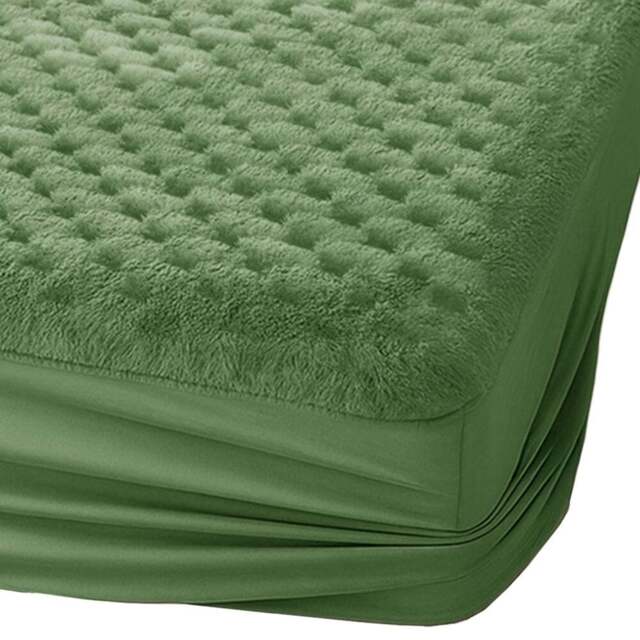 Velosso Super King Size Olive Chunky Popcorn Fitted Sheet - Wilko - image 1
