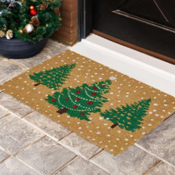 Marco Paul Natural Coir Christmas Trees Doormat 60 x 40cm - Size: 120 x 50 x 50cm - Green - Wilko - thumbnail 3