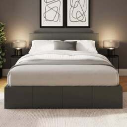 GFW King Size Grey Faux Leather End Lift Ottoman Bed with Memory Pocket Spring Mattress - Wilko - thumbnail 1