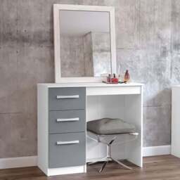 Lynx 3 Drawer White Dressing Table - Size: 40.5 x 93 x 79cm - Birlea - Wilko