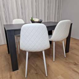 Kosy Koala 4 Seater Faux Leather Gem Pattern Dining Set Dark Grey and White - Multi - Portland - Wilko - thumbnail 6