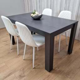 Kosy Koala 4 Seater Faux Leather Gem Pattern Dining Set Dark Grey and White - Multi - Portland - Wilko
