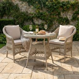 Malay Granada 2 Seater Natural Bistro Set - Grey - Wilko - thumbnail 6