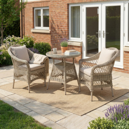 Malay Granada 2 Seater Natural Bistro Set - Grey - Wilko - thumbnail 5