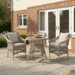Malay Granada 2 Seater Natural Bistro Set - Grey - Wilko - thumbnail 7