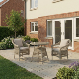 Malay Granada 2 Seater Natural Bistro Set - Grey - Wilko - thumbnail 3