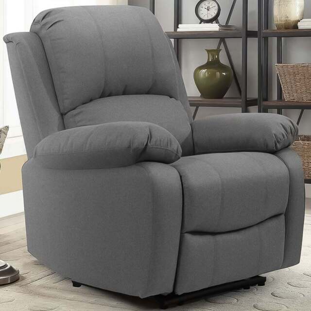 Brooklyn Luxury Light Grey Linen Manual Recliner Chair - Size: Single - Wilko - image 1