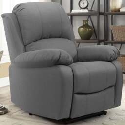 Brooklyn Luxury Light Grey Linen Manual Recliner Chair - Size: Single - Wilko