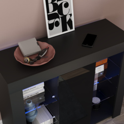 Vida Designs Azura Single Door Black LED Large Sideboard - Size: 35 x 98 x 83cm - Wilko - thumbnail 4
