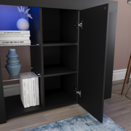 Vida Designs Azura Single Door Black LED Large Sideboard - Size: 35 x 98 x 83cm - Wilko - thumbnail 6