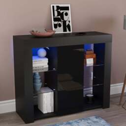 VIDA DESIGNS Azura Single Door Black LED Large Sideboard - Size: 35 x 98 x 83cm - Wilko