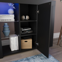 Vida Designs Azura Single Door Black LED Large Sideboard - Size: 35 x 98 x 83cm - Wilko - thumbnail 5
