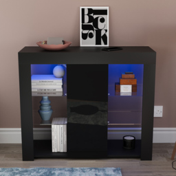 Vida Designs Azura Single Door Black LED Large Sideboard - Size: 35 x 98 x 83cm - Wilko - thumbnail 7