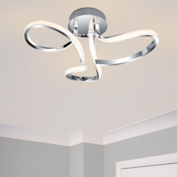 Cosylyte Moss 3 Light Chrome Curved LED Ceiling Light - Size: 25 x 46 x 50.5cm - Silver - Wilko - thumbnail 3