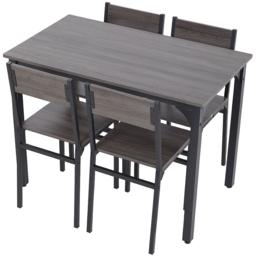 Living and Home 4 Seater Dining Set Black and Grey - Black + Grey - Wilko - thumbnail 3