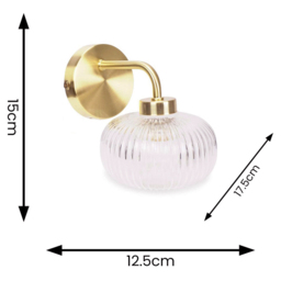 ValueLights Amaia Gold Clear Ribbed Glass LED Wall Light 2 Pack - Wilko - thumbnail 6
