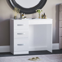 Vida Designs Hulio 3 Drawer White Dressing Table - Size: 38 x 93 x 79cm - Wilko - thumbnail 4