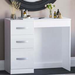 VIDA DESIGNS Hulio 3 Drawer White Dressing Table - Size: 38 x 93 x 79cm - Wilko