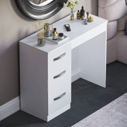 Vida Designs Hulio 3 Drawer White Dressing Table - Size: 38 x 93 x 79cm - Wilko - thumbnail 7