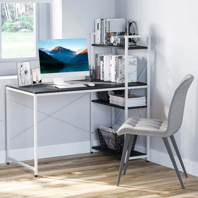 Portland Computer Desk 4 Tier Storage Black and White - Size: 120 x 64 x 121cm - Wilko - image 1