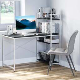 Portland Computer Desk 4 Tier Storage Black and White - Size: 120 x 64 x 121cm - Wilko