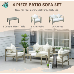 Outsunny 4 Seater Champagne Gold Outdoor Garden Furniture Set - Green - Wilko - thumbnail 5