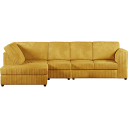 Luxor 4 Seater Mustard Jumbo Cord Left Hand Facing Full Back L Shaped Corner Sofa Set - Yellow - Wilko - thumbnail 3