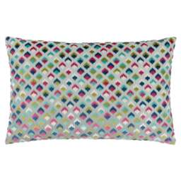 Paoletti Lexington Multicolour Velvet Jacquard Cushion - Size: 60 x 40 cm - Wilko - thumbnail 1