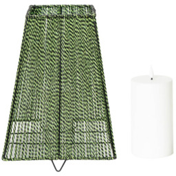 ValueLights Green Rope Candle Battery Operated Outdoor Lantern Garden Light - Size: 33.5 x 25 x 25cm - Wilko