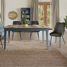 Baumhaus Signature 6 Seater Extending Dining Table Blue and Oak - Wilko - thumbnail 6