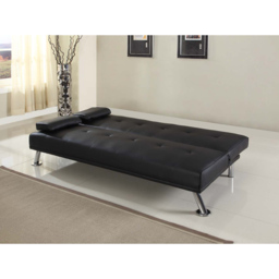 Brooklyn Double Sleeper Black Faux Leather Italian Sofa Bed - Size: 2 Seater - Wilko - thumbnail 3
