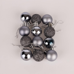Shatchi 3cm Dark Grey Shatterproof Christmas Baubles 12 Pack - Wilko - thumbnail 6