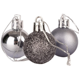 Shatchi 3cm Dark Grey Shatterproof Christmas Baubles 12 Pack - Wilko - thumbnail 3