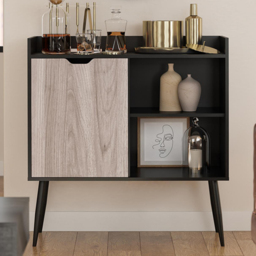 Dorel Copley 2 Door 2 Shelf Black Oak Bar Cabinet - Size: 97 x 92 x 41cm - Wilko