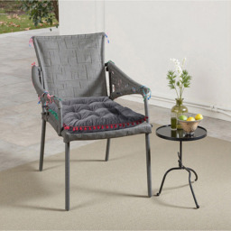 Living and Home Grey Soft Chair Cushion with Pom Pom Trim 40 x 40cm - Size: 5 x 40 x 40cm - Wilko - thumbnail 3