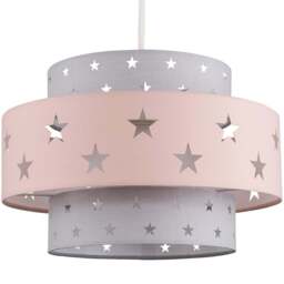 ValueLights Weaver 2-Tier Dusky Pink and Dark Grey Star Cut-Out Ceiling Lamp Shade - Size: 30 x 17.5 x 30cm - Wilko