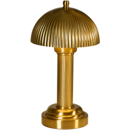 Lighting Collection Gold Ribbed Dome Shade Fluted Rechargeable LED Table Lamp - Size: 32 x 19 x 19cm - Antique Antique Brass - Wilko - thumbnail 4
