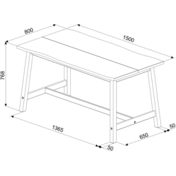 Core Products Corona 4 Seater Large Dining Table Grey - Wilko - thumbnail 5