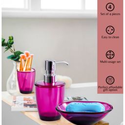Innoteck Essentials 4 Piece Wine Red Bathroom Accessory Set - Size: 9 x 16 x 9cm - Wilko - thumbnail 5