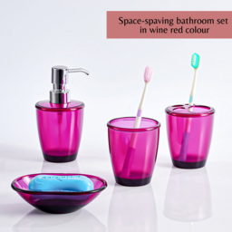 Innoteck Essentials 4 Piece Wine Red Bathroom Accessory Set - Size: 9 x 16 x 9cm - Wilko - thumbnail 6