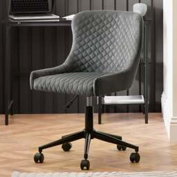 Julian Bowen Luxe Grey Velvet Office Chair - Size: 97 x 52 x 60cm - Wilko