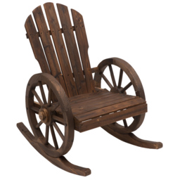 Outsunny Wooden Rocking Chair - Size: 97 x 68 x 88cm - Brown - Wilko - thumbnail 3