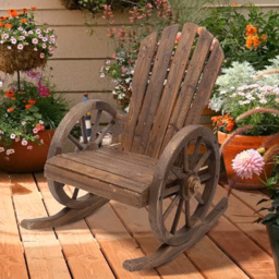 Outsunny Wooden Rocking Chair - Size: 97 x 68 x 88cm - Brown - Wilko - thumbnail 1