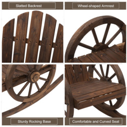 Outsunny Wooden Rocking Chair - Size: 97 x 68 x 88cm - Brown - Wilko - thumbnail 7