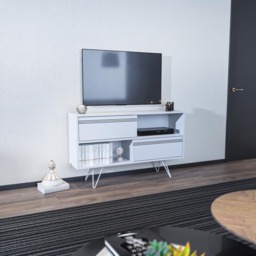 Decorotika Kerby 2 Door 2 Shelf White Modern TV Unit - Size: 71 x 120 x 30cm - Wilko - thumbnail 7