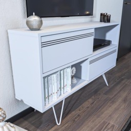 Decorotika Kerby 2 Door 2 Shelf White Modern TV Unit - Size: 71 x 120 x 30cm - Wilko - thumbnail 4