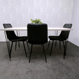 Kosy Koala 4 Seater Grey and Black Velvet Dining Table Set - Multi - Wilko - thumbnail 6